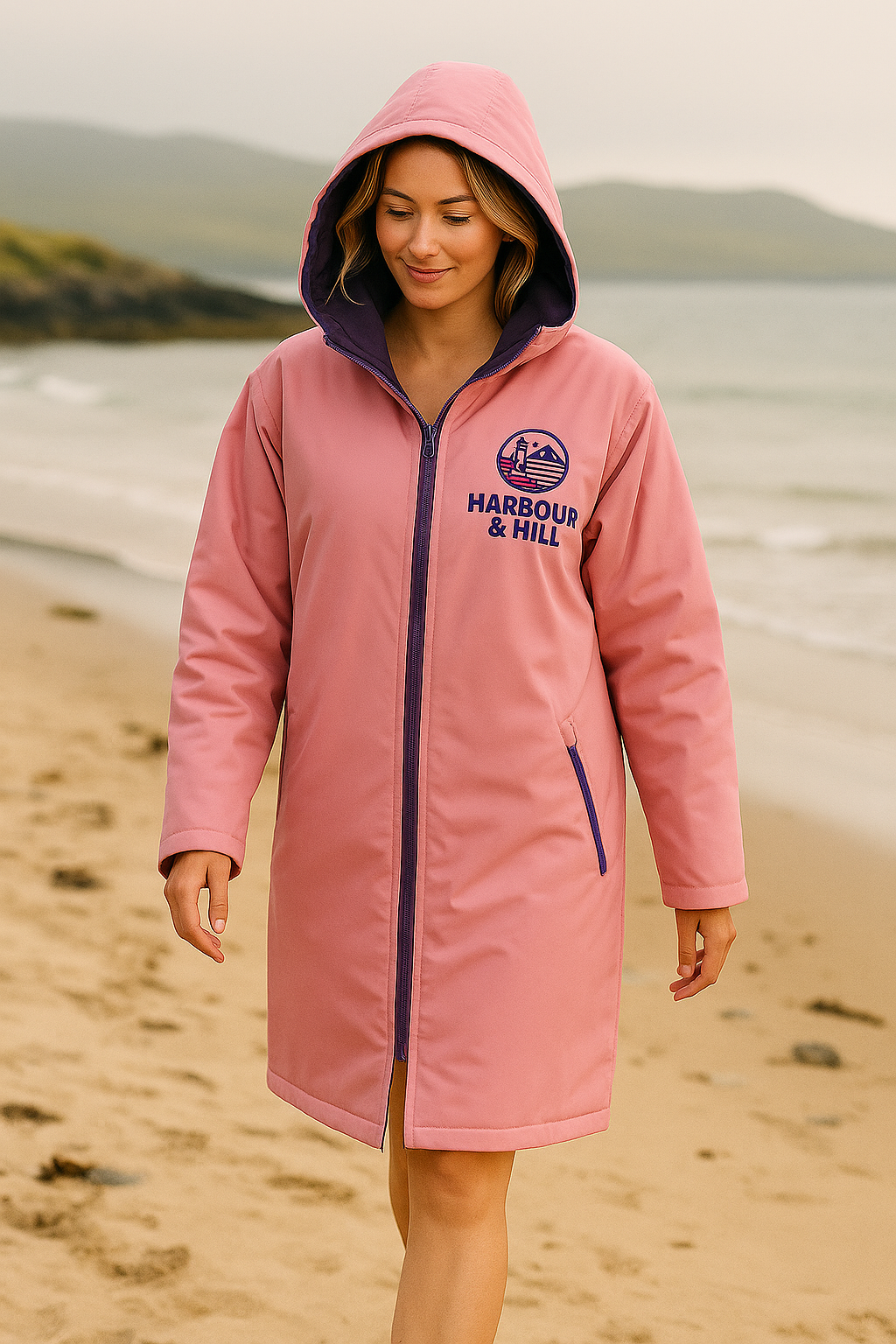 Coastal Changing Robe - Pink with Purple
